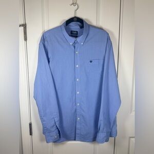 Chaps Men XXL Blue Stretch Oxford Button Down Business Casual Shirt